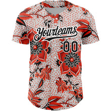 Load image into Gallery viewer, Custom Red Black-White 3D Pattern Design Northeast China Big Flower Authentic Baseball Jersey
