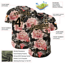 Laden Sie das Bild in den Galerie-Viewer, Custom Black Old Gold 3D Pattern Design Northeast China Big Flower Authentic Baseball Jersey
