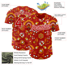 Load image into Gallery viewer, Custom Red White 3D Pattern Design Northeast China Big Flower Authentic Baseball Jersey
