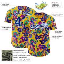 Load image into Gallery viewer, Custom Yellow Royal-White 3D Pattern Design Northeast China Big Flower Authentic Baseball Jersey
