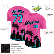 Load image into Gallery viewer, Custom Pink Lakes Blue-Black 3D Pattern Design Miami Palm Trees City Edition Performance T-Shirt
