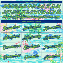 Laden Sie das Bild in den Galerie-Viewer, Custom Lakes Blue Neon Green-Navy 3D Pattern Design Beach Hawaii Palm Trees And Flamingo Performance T-Shirt
