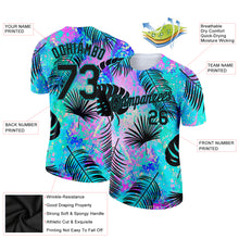 Laden Sie das Bild in den Galerie-Viewer, Custom Teal Black 3D Pattern Design Hawaii Palm Leaves Performance T-Shirt
