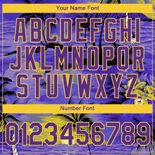 Load image into Gallery viewer, Custom Purple Yellow 3D Pattern Design Sun Beach Hawaii Palm Trees Performance T-Shirt
