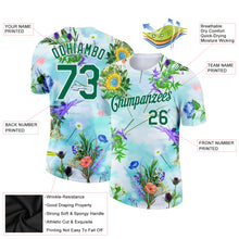 Load image into Gallery viewer, Custom White Kelly Green 3D Pattern Design Flowers Performance T-Shirt
