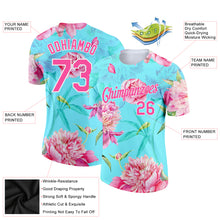 Laden Sie das Bild in den Galerie-Viewer, Custom Aqua Pink-White 3D Pattern Design Flowers Performance T-Shirt

