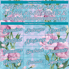 Загрузить изображение в средство просмотра галереи, Custom Teal Light Pink 3D Pattern Design Flowers Performance T-Shirt
