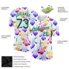 Load image into Gallery viewer, Custom White Kelly Green 3D Pattern Design Flowers Performance T-Shirt
