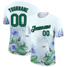 Load image into Gallery viewer, Custom White Kelly Green-Black 3D Pattern Design Flowers Performance T-Shirt
