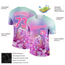 Load image into Gallery viewer, Custom Pink White 3D Pattern Design Flowers Performance T-Shirt
