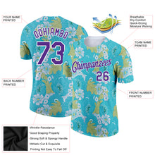 Load image into Gallery viewer, Custom Teal Purple-White 3D Pattern Design Flowers Performance T-Shirt
