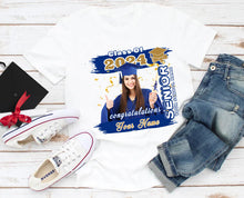 Load image into Gallery viewer, Custom White Royal-Old Gold 3D Graduation Performance T-Shirt
