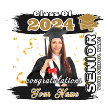 Load image into Gallery viewer, Custom White Black-Old Gold 3D Graduation Performance T-Shirt
