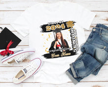 Load image into Gallery viewer, Custom White Black-Old Gold 3D Graduation Performance T-Shirt
