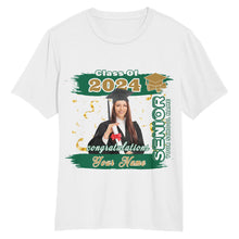 Laden Sie das Bild in den Galerie-Viewer, Custom White Kelly Green-Old Gold 3D Graduation Performance T-Shirt
