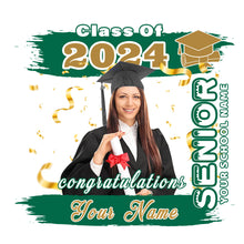 Load image into Gallery viewer, Custom White Kelly Green-Old Gold 3D Graduation Performance T-Shirt
