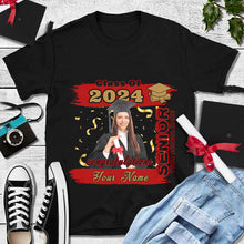 Load image into Gallery viewer, Custom Black Red-Old Gold 3D Graduation Performance T-Shirt
