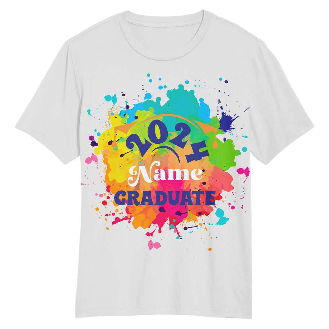 Custom White Royal 3D Graduation Performance T-Shirt