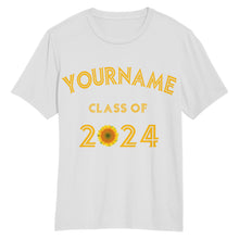 Load image into Gallery viewer, Custom White Gold 3D Graduation Performance T-Shirt
