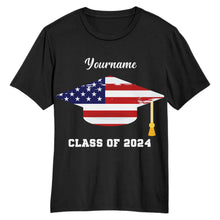 Load image into Gallery viewer, Custom Black White 3D Graduation Performance T-Shirt
