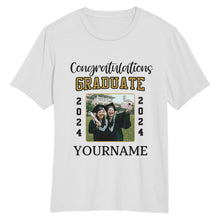 Load image into Gallery viewer, Custom White Black 3D Graduation Performance T-Shirt
