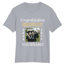Load image into Gallery viewer, Custom Gray White 3D Graduation Performance T-Shirt

