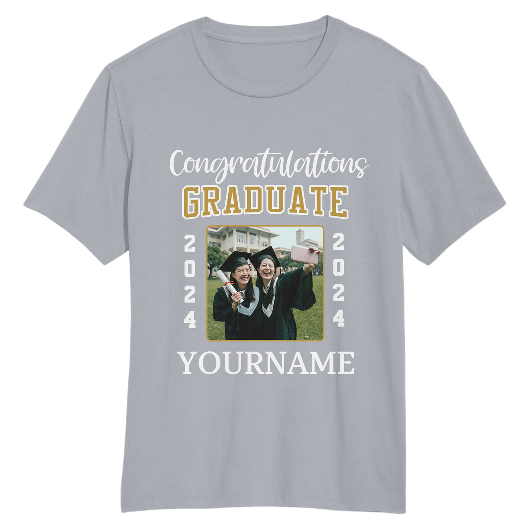 Custom Gray White 3D Graduation Performance T-Shirt