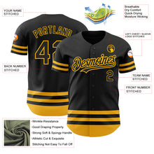 Laden Sie das Bild in den Galerie-Viewer, Custom Black Gold Line Authentic Baseball Jersey
