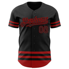 Laden Sie das Bild in den Galerie-Viewer, Custom Black Red Line Authentic Baseball Jersey
