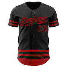 Load image into Gallery viewer, Custom Black Red Line Authentic Baseball Jersey
