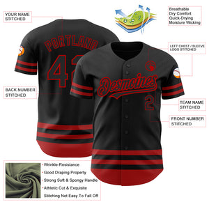 Custom Black Red Line Authentic Baseball Jersey