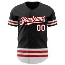 Laden Sie das Bild in den Galerie-Viewer, Custom Black White-Red Line Authentic Baseball Jersey
