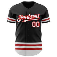 Load image into Gallery viewer, Custom Black White-Red Line Authentic Baseball Jersey
