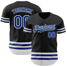 Load image into Gallery viewer, Custom Black Royal-White Line Authentic Baseball Jersey
