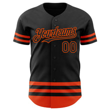 Load image into Gallery viewer, Custom Black Orange Line Authentic Baseball Jersey
