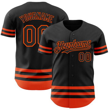 Custom Black Orange Line Authentic Baseball Jersey