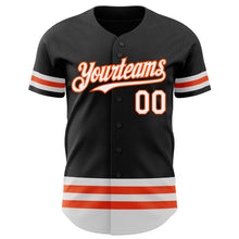 Laden Sie das Bild in den Galerie-Viewer, Custom Black White-Orange Line Authentic Baseball Jersey
