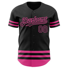 Laden Sie das Bild in den Galerie-Viewer, Custom Black Pink Line Authentic Baseball Jersey
