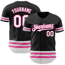 Laden Sie das Bild in den Galerie-Viewer, Custom Black White-Pink Line Authentic Baseball Jersey
