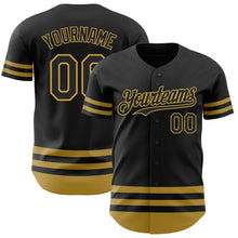 Laden Sie das Bild in den Galerie-Viewer, Custom Black Old Gold Line Authentic Baseball Jersey
