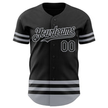 Laden Sie das Bild in den Galerie-Viewer, Custom Black Gray Line Authentic Baseball Jersey
