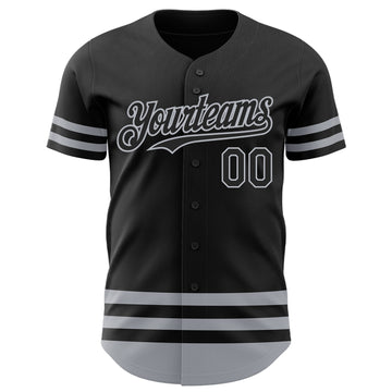 Custom Black Gray Line Authentic Baseball Jersey