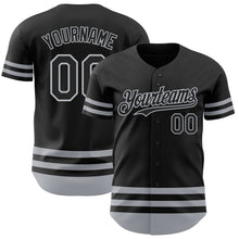 Load image into Gallery viewer, Custom Black Gray Line Authentic Baseball Jersey
