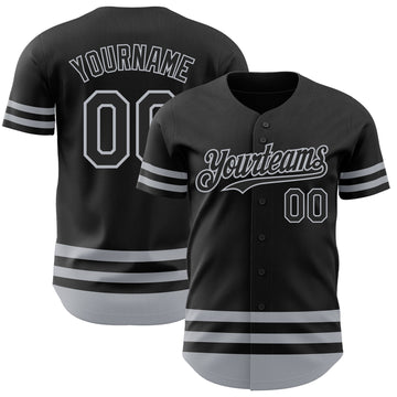 Custom Black Gray Line Authentic Baseball Jersey