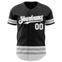 Laden Sie das Bild in den Galerie-Viewer, Custom Black White-Gray Line Authentic Baseball Jersey
