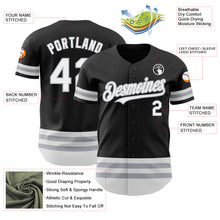 Load image into Gallery viewer, Custom Black White-Gray Line Authentic Baseball Jersey
