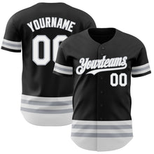 Laden Sie das Bild in den Galerie-Viewer, Custom Black White-Gray Line Authentic Baseball Jersey
