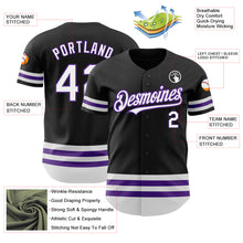 Laden Sie das Bild in den Galerie-Viewer, Custom Black White-Purple Line Authentic Baseball Jersey

