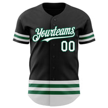 Laden Sie das Bild in den Galerie-Viewer, Custom Black White-Kelly Green Line Authentic Baseball Jersey
