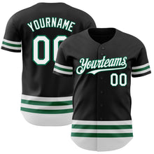 Laden Sie das Bild in den Galerie-Viewer, Custom Black White-Kelly Green Line Authentic Baseball Jersey
